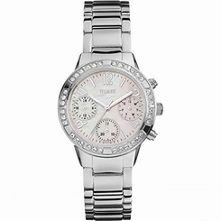 Guess Watches : W0546L1 Silver Dial Stainless Steel Women Watch