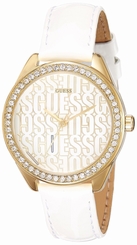 Guess Watches : W0560L2 Gold Dial Leather Women Watch