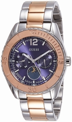 Guess Watches : W0565L3 Blue Dial Day & Date Moon Phrase Women Watch