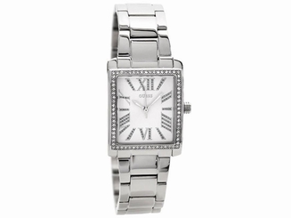 Guess Watches : W0569L1 White Dial Stone Set Women Watch