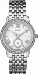 Guess Watches : W0573L1 Silver Dial Seconds Sub Dial Stone Set Women Watch