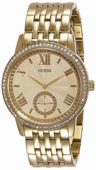 Guess Watches : W0573L2 Beige Dial Seconds Sub Dial Stone Set Women Watch