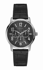 Guess Watches : W0604G1 Black Dial Patent Leather Band Men Watch