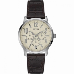Guess Watches : W0604G2 Quartz Multifunction Dial Brown Leather Men Watch