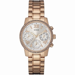 Guess Watches : W0623L2 Quartz Multifunction Dial Rose Gold Tone Stainless Steel Women Watch