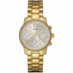 Guess Watches : W0623L3 Quartz Multifunction Dial Gold Tone Stainless Steel Women Watch