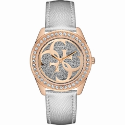 Guess Watches : W0627L9 Silver Dial Leather Women Watch