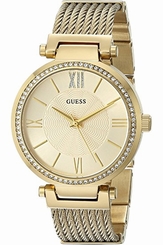 Guess Watches : W0638L2 Quartz Analog Crystal Bezel Gold Tone Stainless Steel Women Watch