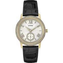 Guess Watches : W0642L2 White Dial Leather Women Watch