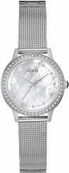 Guess Watches : W0647L1 Silver Dial Stone Set Women Watch