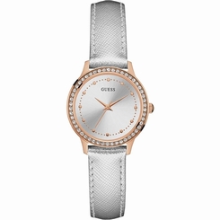 Guess Watches : W0648L11 Silver Dial Leather Women Watch