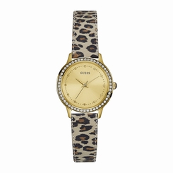 Guess Watches : W0648L8 Gold Dial Leather Women Watch