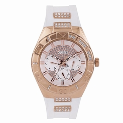 Guess Watches : W0653L4 White Dial Leather Women Watch