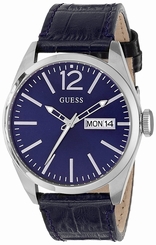 Guess Watches : W0658G1 Blue Dial Leather Men Watch