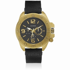 Guess Watches : W0659G2 Black Dial Leather Men Watch