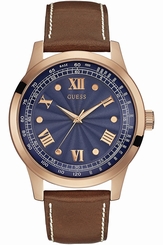 Guess Watches : W0662G5 Blue Dial Leather Band Men Watch