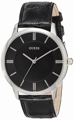Guess Watches : W0664G1 Black Dial Leather Men Watch