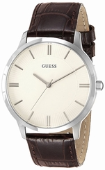 Guess Watches : W0664G2 Beige Dial Leather Men Watch