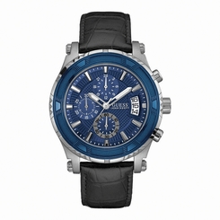 Guess Watches : W0673G4 Quartz Chronograph Date Black Leather Men Watch