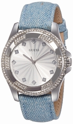 Guess Watches : W0703L1 White Dial Synthetic Leather Band Women Watch