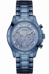 Guess Watches : W0704L2 Blue Dial Stainless Steel Plated Band Women Watch