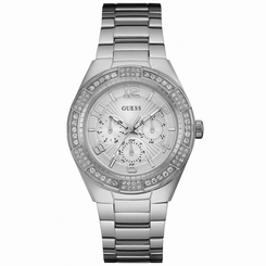 Guess Watches : W0729L1 Quartz Multifunction Dial Crystal Bezel Stainless Steel Women Watch