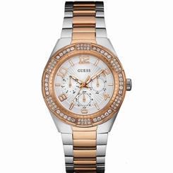 Guess Watches : W0729L4 White Dial Stainless Steel Band Women Watch
