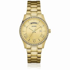 Guess Watches : W0764L2 Gold Dial Stainless Steel Band Women Watch