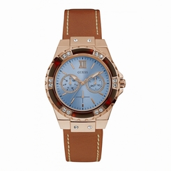 Guess Watches : W0775L7 Quartz Multifunction Dial Brown Leather Women Watch