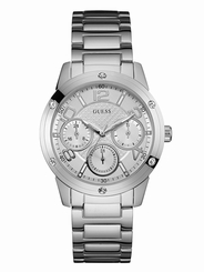 Guess Watches : W0778L1 Silver Dial Stainless Steel Women Watch
