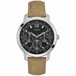 Guess Watches : W0790G1 Black Dial Leather Men Watch