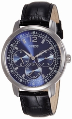 Guess Watches : W0790G2 Blue Dial Leather Men Watch