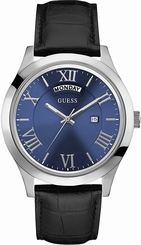 Guess Watches : W0792G1 Blue Dial Leather Men Watch
