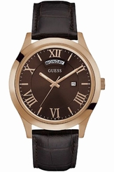 Guess Watches : W0792G3 Brown Dial Leather Band Men Watch