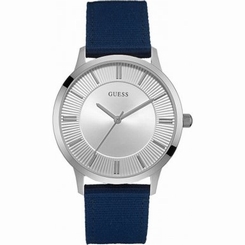 Guess Watches : W0795G4 Silver Dial Leather Men Watch