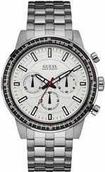 Guess Watches : W0801G1 Silver Dial Stainless Steel Men Watch
