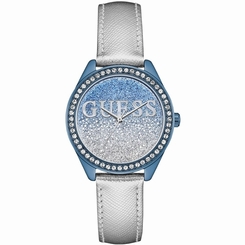 Guess Watches : W0823L8 Blue Dial Calfskin Band Women Watch