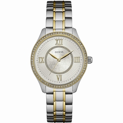 Guess Watches : W0825L2 White Dial Stainless Steel Gold Plated Women Watch