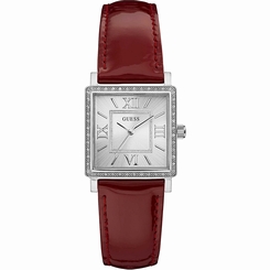 Guess Watches : W0829L2 Quartz Analog Crystal Bezel Red Leather Women Watch
