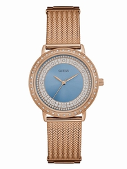 Guess Watches : W0836L1 Blue Dial Gold-plated Stainless Steel Band Women Watch