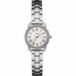 Guess Watches : W0837L1 White Dial Stainless Steel Band Women Watch