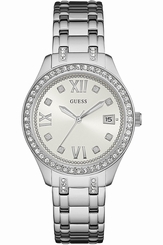 Guess Watches : W0848L1 Silver Dial Stainless Steel Band Women Watch