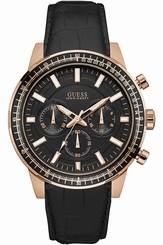 Guess Watches : W0867G1 Black Dial Leather Band Men Watch
