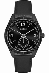 Guess Watches : W0873G3 Black Dial Leather Band Men Watch