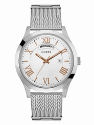 Guess Watches : W0923G1 White Dial Stainless Steel Band Men Watch