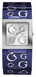 Guess Watches : W10102L6 Quartz Silver Dial Stainless Steel Case With Blue Stainless Steel Bracelet Women Watch