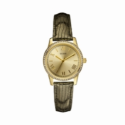 Fake AAA Guess Watches : W10260L1 Quartz Gold Tone Stainless Steel Case With Brown Leather Strap Women Watch Watch