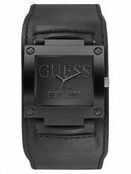 Guess Watches : W10265G1 Quartz Black Dial Stainless Steel Case With Black Leather Strap Men Watch