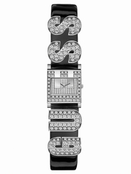 Guess Watches : W10610L2 Quartz Silver Dial Stainless Steel Case With Black Leather Strap Women Watch