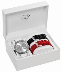 Guess Watches : W11091L1 Silver Dial Leather Men Watch